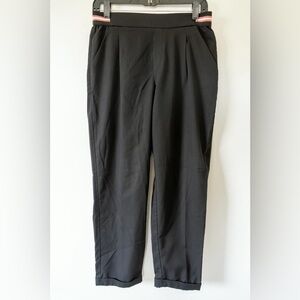 Zara black trousers with pink and white stripe at waist, size 
medium